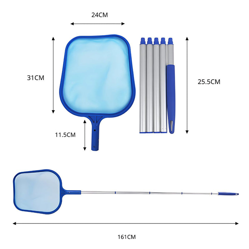 Red malla para Limpiar Piscinas con Mango Telescópico 1.6m. Recoge Hojas e Insectos, Fácil Montaje y Almacenaje.
