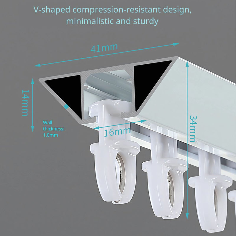 Riel para Cortinas Autoadhesivo para techo. Deslizamiento Suave. Color blanco. (Se vende por metro) piezas se pueden unir para tramos largos