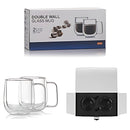 Tazas de vidrio con doble pared borosilicato. 8.5oz (250ml) Set de 2 piezas. Vasos con asa Ideales para bebidas calientes.