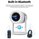 Proyector 4K Android 11 con WiFi Dual-Band, Bluetooth y Rotación 360°.