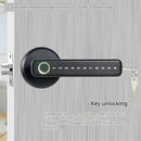 Cerradura Digital con huella dactilar código numérico y llave de respaldo. Cerrojo inteligente con manija. Control con tuya App.