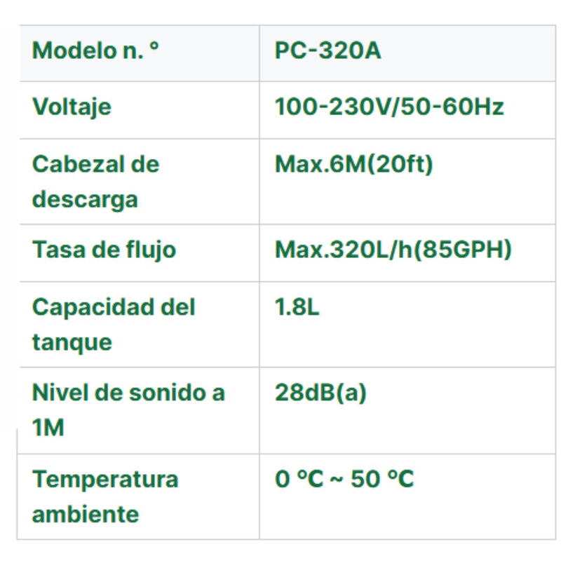 Bomba de drenaje Condensado Aire Acondicionado 370L/H, 126mm, 20W. Bomba de Agua para Aires Acondicionados y Sistemas de Refrigeración.