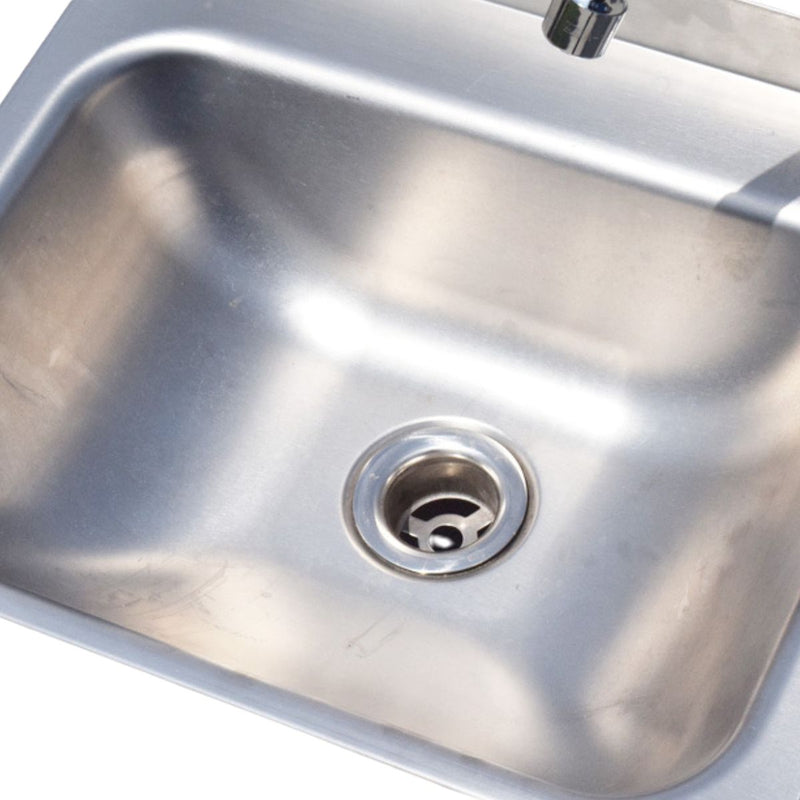 Fregador Tina Lavamanos Sanitario con llave accionada de rodilla. Acero Inoxidable 40x40 cm con Grifo y Pulsador.