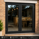 Perfil UPVC Hoja De Puerta Abatible Apertura Externa 60Mm Serie Upview Carbone Espesor 2.5Mm Largo 5.85M Color NEGRO Microtexturizado