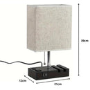 Lámpara de Mesa Multifuncional con Puertos USB y Tomas de Corriente 110V 60W. Luz Ajustable 3 Tonos con Soporte para Teléfono. Beige