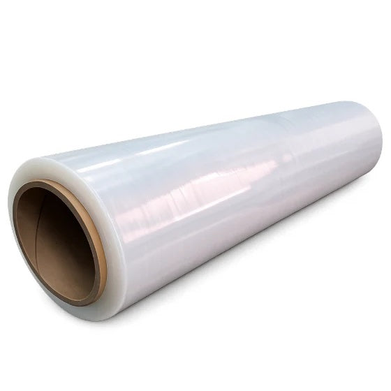 Rollo de plástico transparente para embalar stretch film de 18" (450 mm) de ancho y 1200 pies. 2 kg