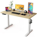 Mesa de pie ergonómica ajustable en altura 1200*600*15mm Blanco Marrón con memoria y accesorios. Escritorio eléctrico