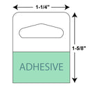 Adhesivo para colgar productos transparente de 1-1/4 x 1-5/8 pulgadas. Pegatinas para exhibidores. Pestañas colgantes. (1000 unds)