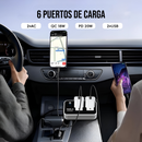 Convertidor inversor de corriente para auto de 12 V a 110 V, adaptador de carga para carro con USB, con 6 puertos.