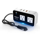 Convertidor inversor de corriente para auto de 12 V a 110 V, adaptador de carga para carro con USB, con 6 puertos.