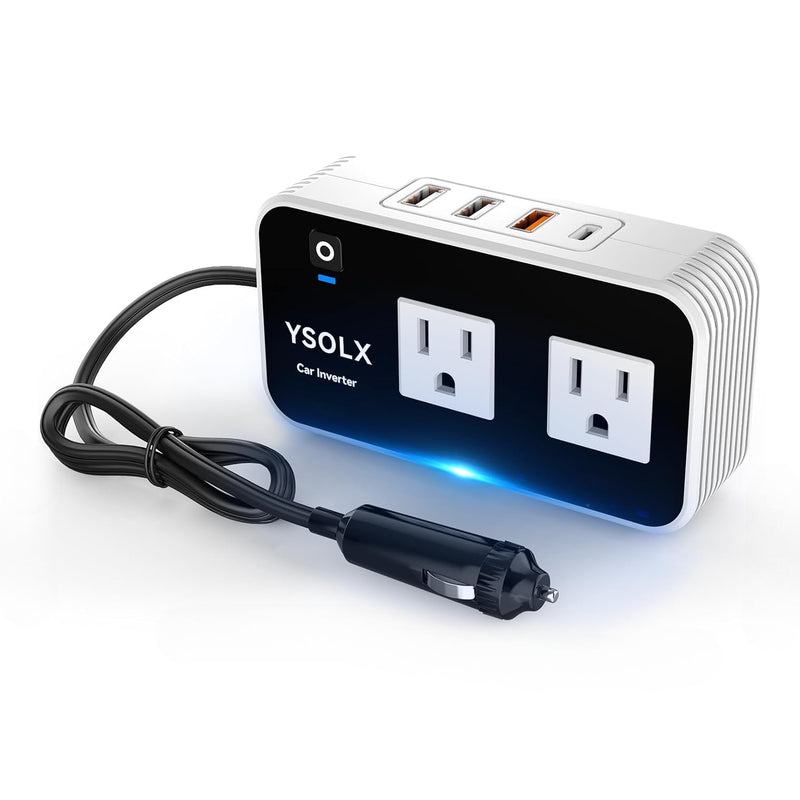 Convertidor inversor de corriente para auto de 12 V a 110 V, adaptador de carga para carro con USB, con 6 puertos.