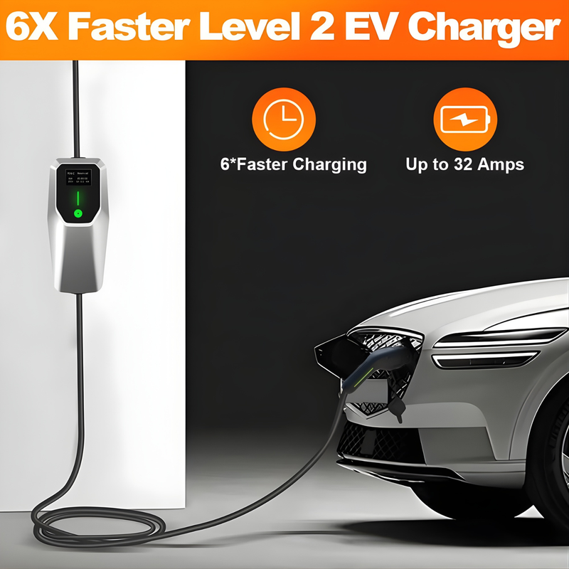 Cargador carros electricos EV nivel 2 y 1, 32 amp, 110V-240V, de 20 pies (conector tipo SAE J1772)