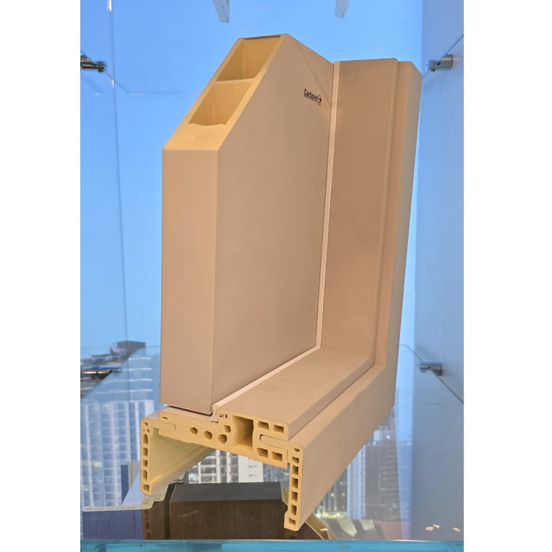 Esquina muestra de exhibición puerta WPC color Beige 280X350MM