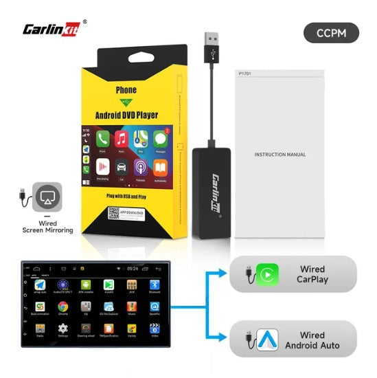 Adaptador multimedia inteligente para carro Carlinkit con cable.