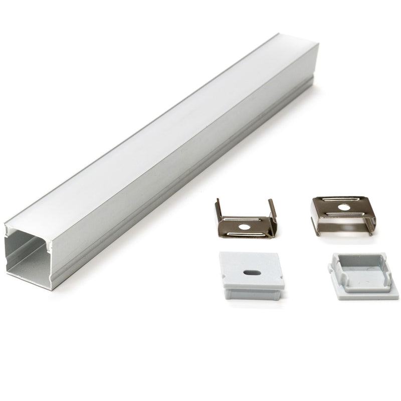Perfil de Aluminio para Cinta LED Kit 2 m. Accesorio diseñado para montar y proteger tiras de luces LED