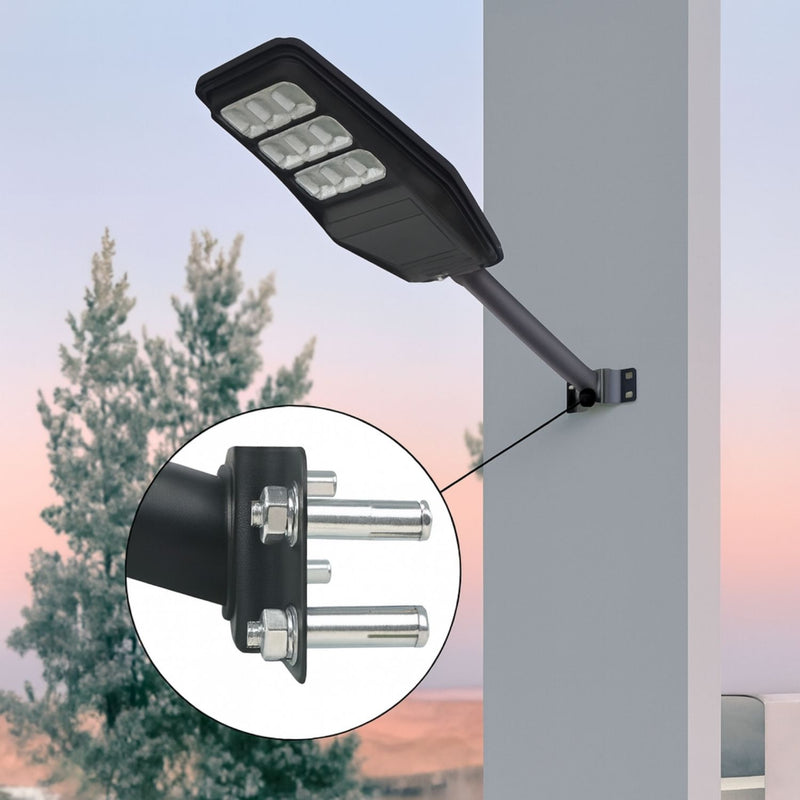 Brazo Negro para Lámparas de Calle LED y Solar en Pared
