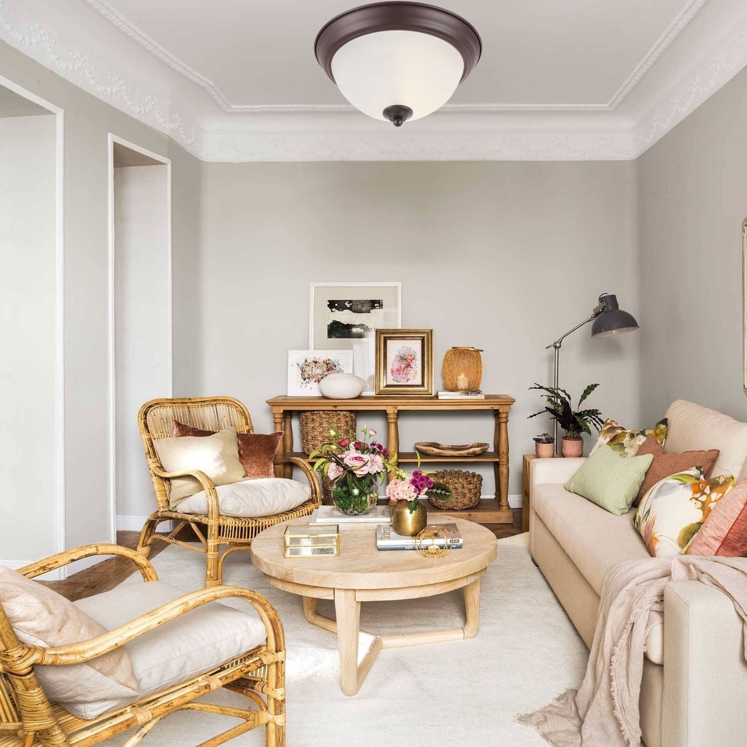 Lámpara de Techo Plafón Color Cafe 2XE27 90-305V diámetro 280mm