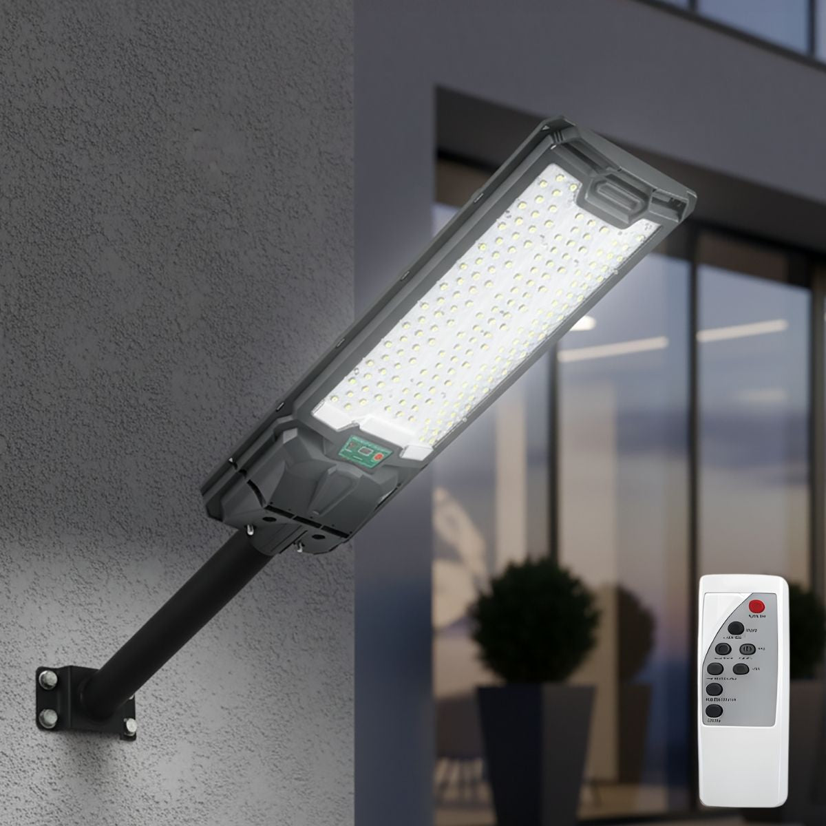 Lámpara Solar LED 300W 6500K 9000LM IP67 con Sensor de Movimiento y Control Remoto para Poste o Pared