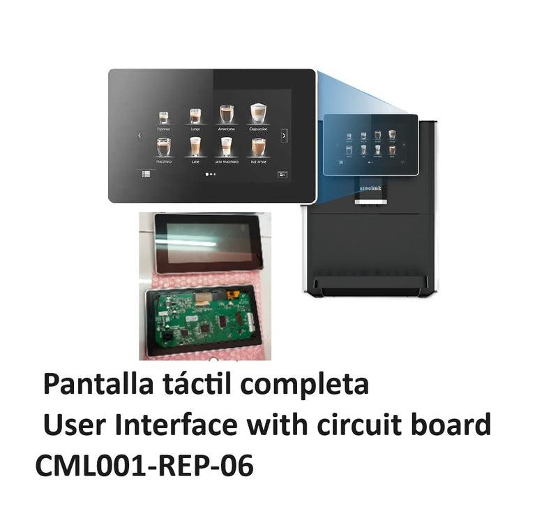 Repuesto Pantalla táctil completa, User Interface with circuit board, para maquina de café CML001