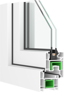 Perfil UPVC Hoja de Puerta Abatible apertura interna 60mm Serie UPView Carbone Espesor 2.5mm Largo 5.85m Color Blanco Microtexturizado