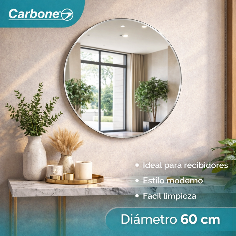Espejo Biselado Circular Diametro 60 cm