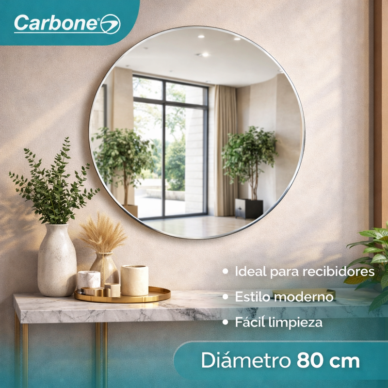 Espejo Biselado Circular Diametro 80 cm