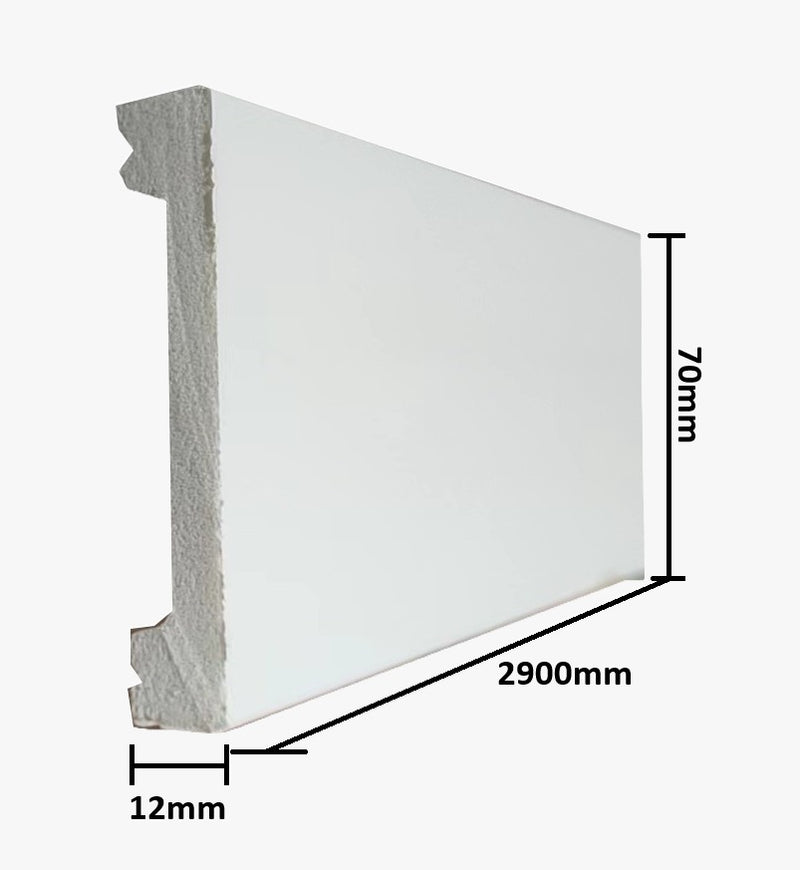 Zocalo EPS / PVC resistente para interiores color blanco 70x12x2900mm