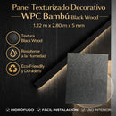 Panel Decorativo WPC Bambú Black wood 1.22×2.80 m x 5 mm | Revestimiento Interior Hidrófugo Premium