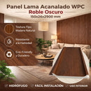 Panel Lama Acanalado WPC Roble Oscuro 150x24x2900 mm | Revestimiento Interior Hidrófugo para Muros y Techos