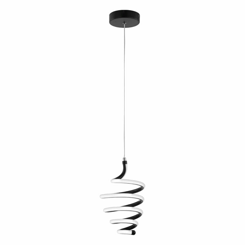 Lámpara LED Colgante en Espiral Negra 46W, 3588 Lumens, 4000K Luz Neutra 170x900mm Diseño Elegante en Hierro y Aluminio para Comedor, Sala o Entrada. Lámpara Estilo Helicoidal.