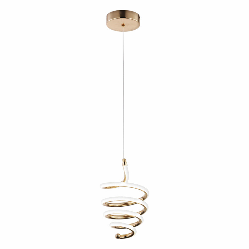 Lámpara LED Colgante en Espiral Dorada 46W, 3588 Lumens, 4000K Luz Neutra 170x900mm Diseño Elegante en Hierro y Aluminio para Comedor, Sala o Entrada. Lámpara Estilo Helicoidal.