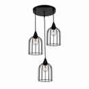 Lámpara Colgante Negra Elegante 3XE27 Decoración Moderna de Hierro 160x1000mm