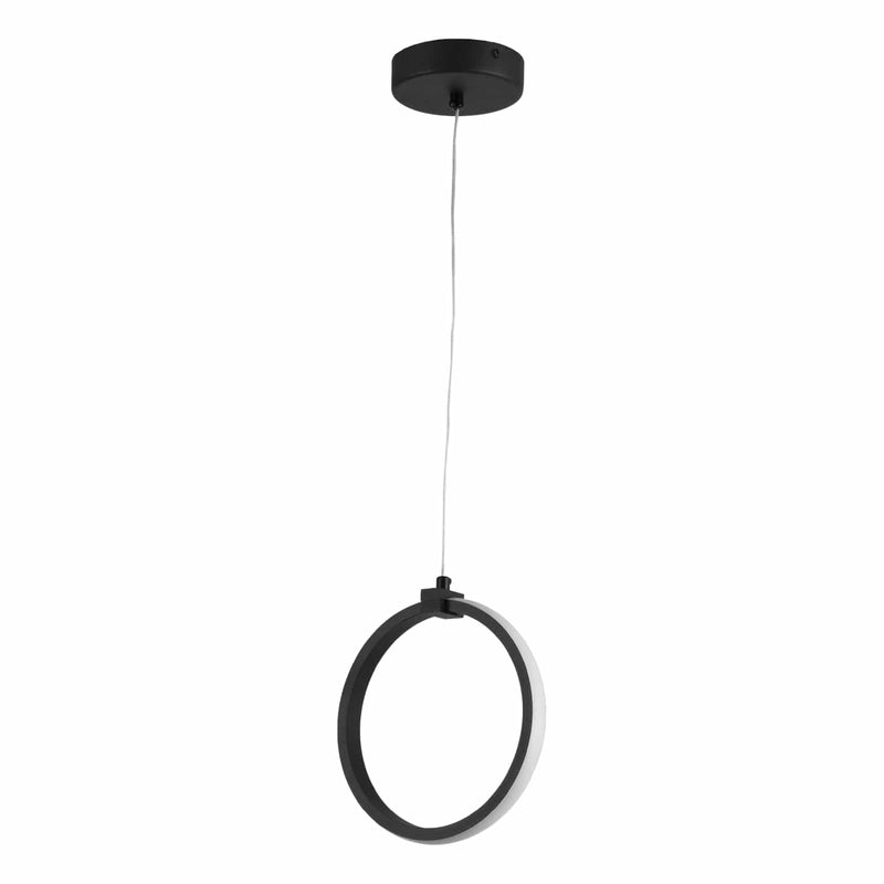 Lámpara LED Colgante Estilo Anillo Negra 12W, 1000 Lumens 3000K 200x1200mm. Elegancia y Funcionalidad para recámara, sala, comedor. Lámpara LED Colgante Empotrable Moderna .