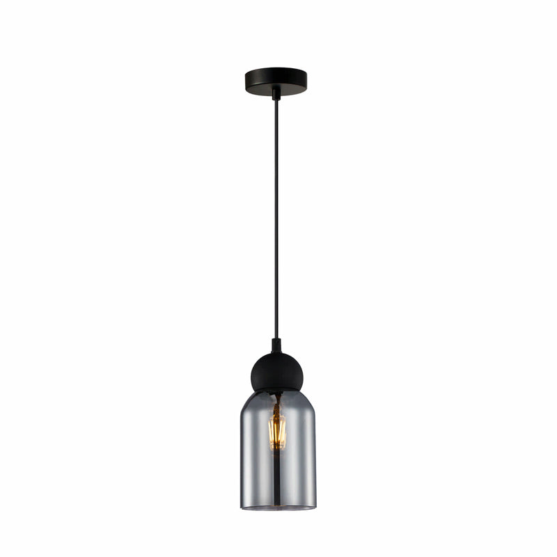 Lámpara Colgante Moderna de Vidrio Negro Ahumado 1XE27 100x1200mm Ideal para Comedores, Cocina y Salas de Estar. Diseño estilizado y Moderno. Lámpara Colgante Estilo Industrial.