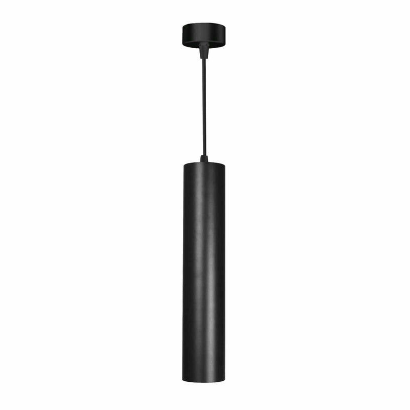 Lámpara LED Colgante Cilíndrica Moderna Negra 1XGU10 de Aluminio 55x150mm Ideal para Comedores, Cocinas y Salas de Estar. Lámpara Colgante LED de Tubo Largo.