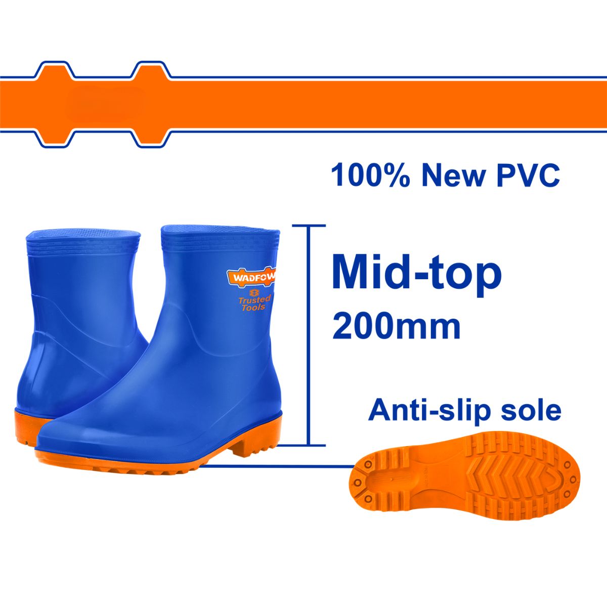 Botas de Caucho Corte Medio 100% PVC. Resistentes a Aceites, Acidos y a la Alcalinidad. Par