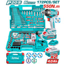 Combo del mes Total 20V Llave de Impacto Dado Cuadrado 1/2" 550Nm.  Set de Herramientas 172 piezas.  Batería 4.0Ah y Cargador POCAS UNIDADES.