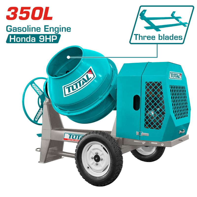 Mezclador de concreto a gasolina. Motor Honda GX270 6.6Kw(9HP) Volumen del tambor 350L Capacidad 260L