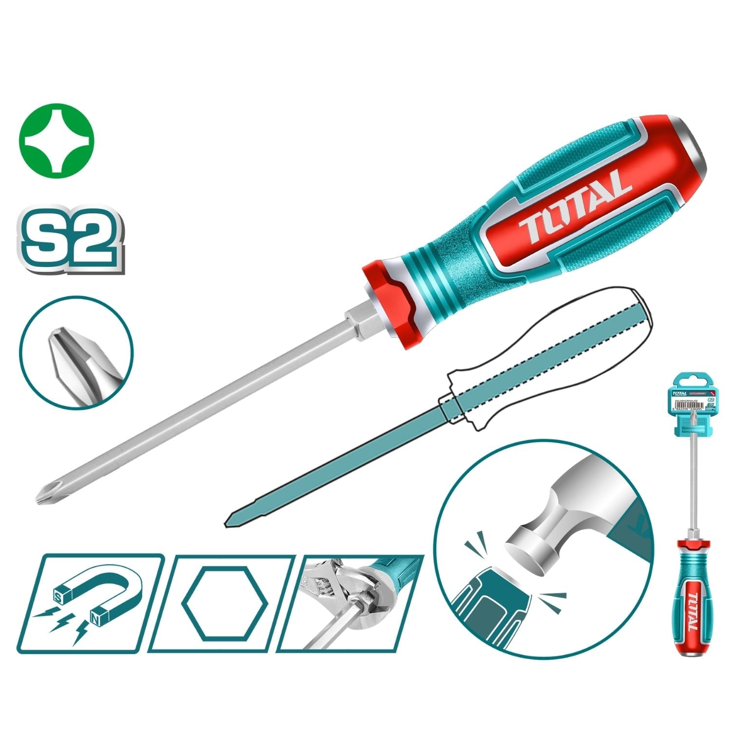 Destornilladores Pasantes Phillips Material de la hoja: S2  Tipo de vástago: hexagonal