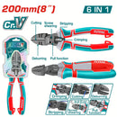 Alicate de Corte Diagonal 8” 6 en 1 Cr-V. Mango ergonómico Diseño multifunción.