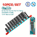 Dados Socket de impacto 3/8″  8-19mm. Cr-Mo. Tratamiento térmico. Set de 10 piezas.