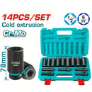 Dados Socket de Impacto 1/2 “10-27mm Long 78mm Cr-Mo Set 14 piezas