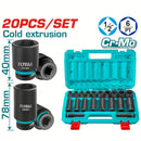 Dados Socket de Impacto ½”  10-24mm Long 78mm Cr-Mo Set 20 piezas