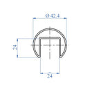 CORREMANOS RANURADO NEGRO 42,4 X 1,5 X 5800 MM AISI304.