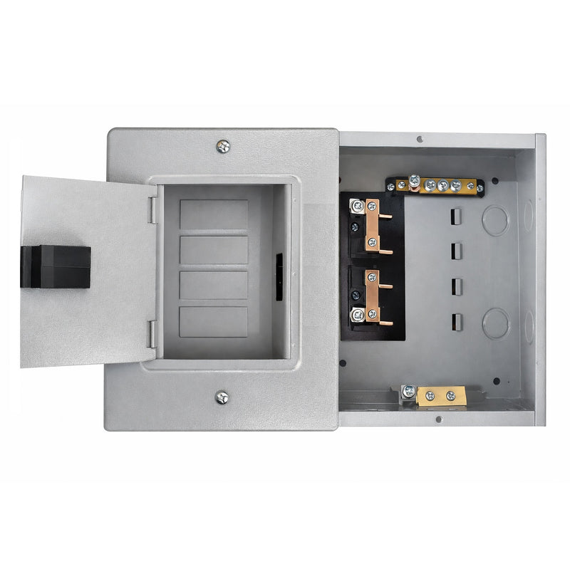 Centro de Carga Panel Eléctrico Económico Con escotilla Empotrable 4 Circuitos, acero 100A – Compatible Breakers GE THQL y THQM