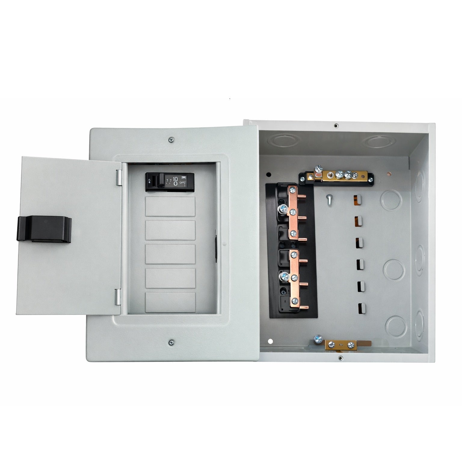 Centro de Carga Panel Eléctrico Económico Con escotilla Empotrable 6 Circuitos, acero 100A – Compatible Breakers GE THQL y THQM