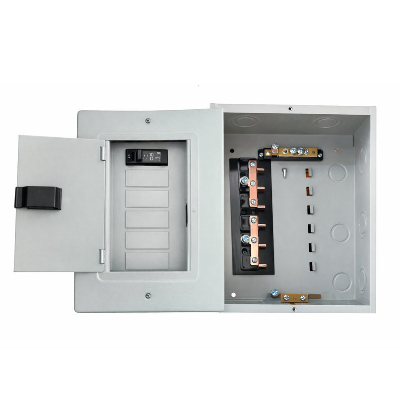 Centro de Carga Panel Eléctrico Económico Con escotilla Empotrable 6 Circuitos, acero 100A – Compatible Breakers GE THQL y THQM