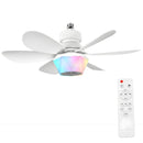 Abanico De Techo 20” Con Socket E27, Luz LED RGB Y 3 Tonos, Bocina Bluetooth. Ventilador Con 6 Aspas, 1600 Lúmenes Y Control Remoto. Color blanco.