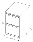 Archivador metalico 2 gabetas ajustable A4/FC5 anti-inclinación cerradura central 704x456x620mm