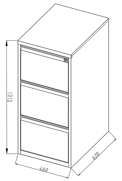 Archivador metalico  3 gabetas ajustable A4/FC5 anti-inclinación cerradura central 1017x456x620mm